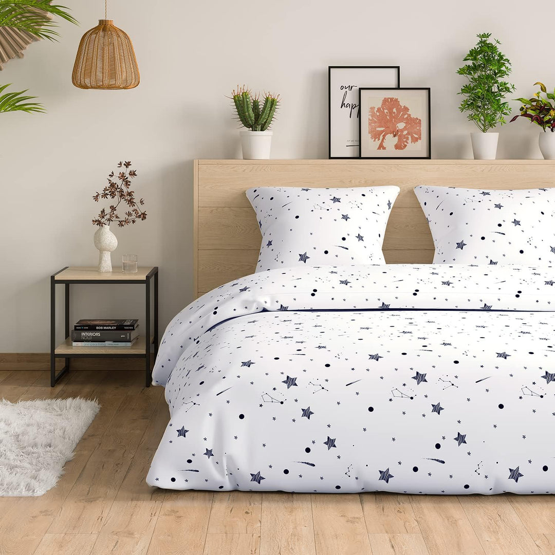 AmeliaHome 3tlg Bettwäsche 200x200 cm mit 2 Kissenbezügen 80x80 cm 100% Baumwolle Reissverschluss Av