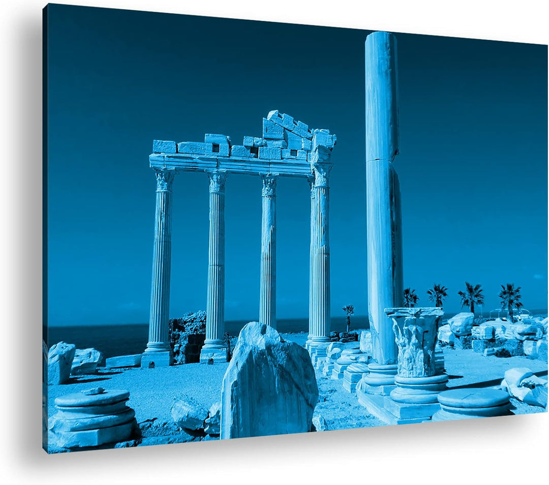 deyoli antikes Tempel Bauwerk in Türkei Format 80x60 Effekt: Monocrome Blau als Leinwandbild, Motiv