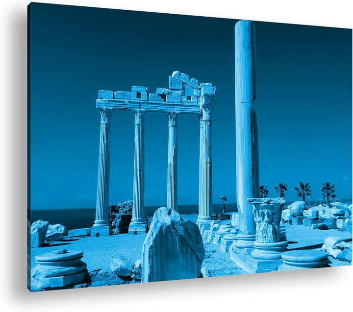 deyoli antikes Tempel Bauwerk in Türkei Format 80x60 Effekt: Monocrome Blau als Leinwandbild, Motiv