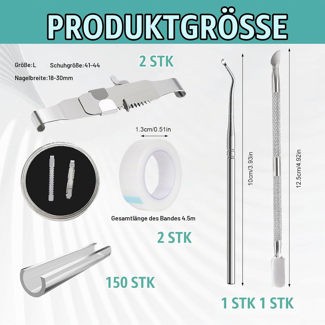 152 Pcs Nagelspange FussNäGel,Eingewachsene ZehennäGel Set,Zehennagel Eingewachsen,Nagelspange FussN