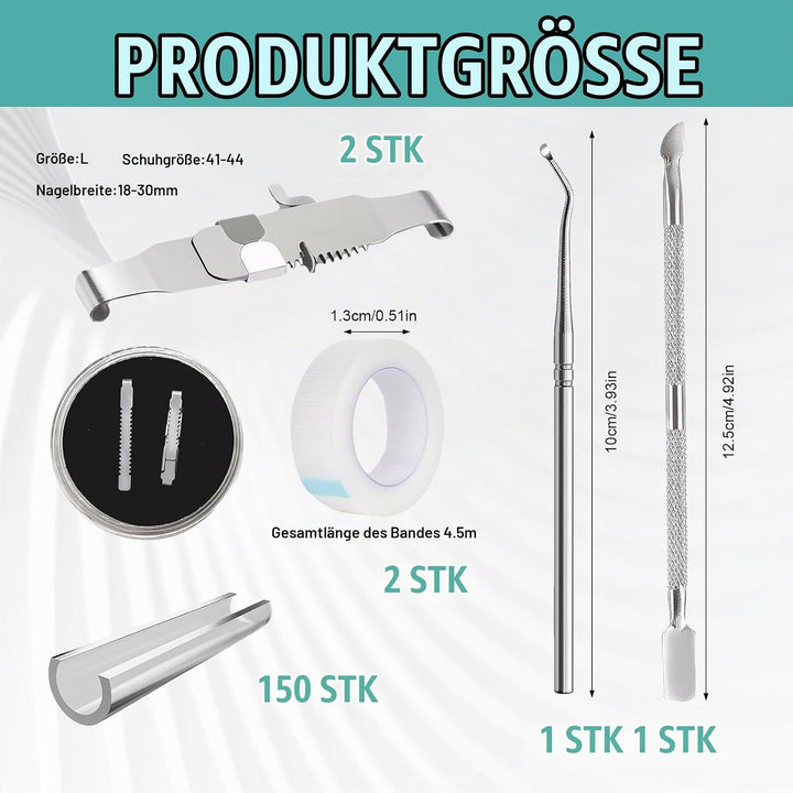 152 Pcs Nagelspange FussNäGel,Eingewachsene ZehennäGel Set,Zehennagel Eingewachsen,Nagelspange FussN