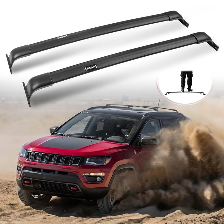 Strapazierfähige Querstangen für Jeep Compass 2017–2022 2023 – Dachgepäckträger, Dachreling Träger f