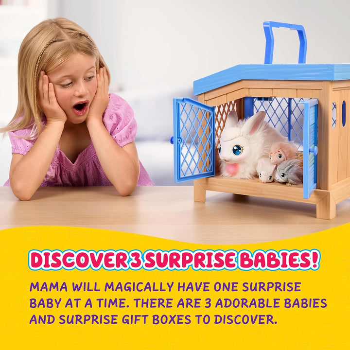Little Live Pets Mama Surprise Häschen, Mama Häschen zum Füttern & Pflegen – bekommt 3 Babys, Intera