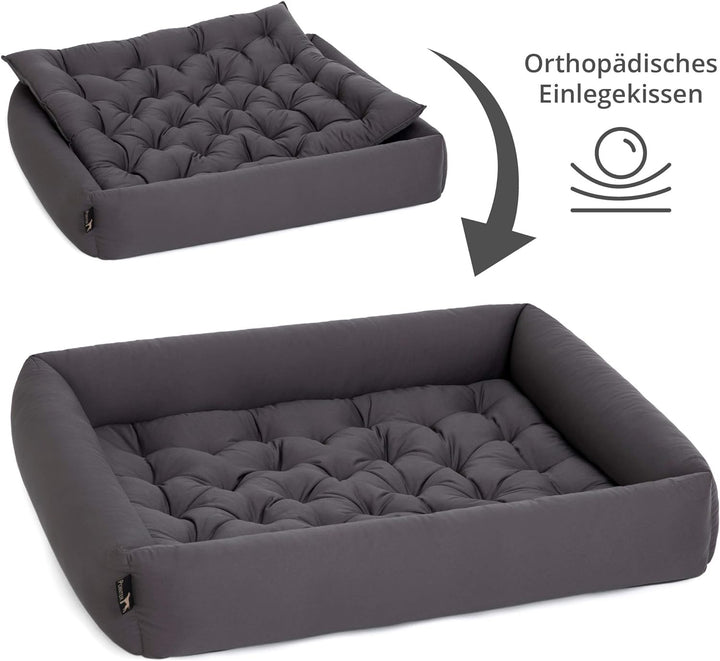 Doctor Bark Pointer | Hundebett mit Hundekissen - orthopädisch, waschbar, bequem (XL - 90x80 cm, Ant