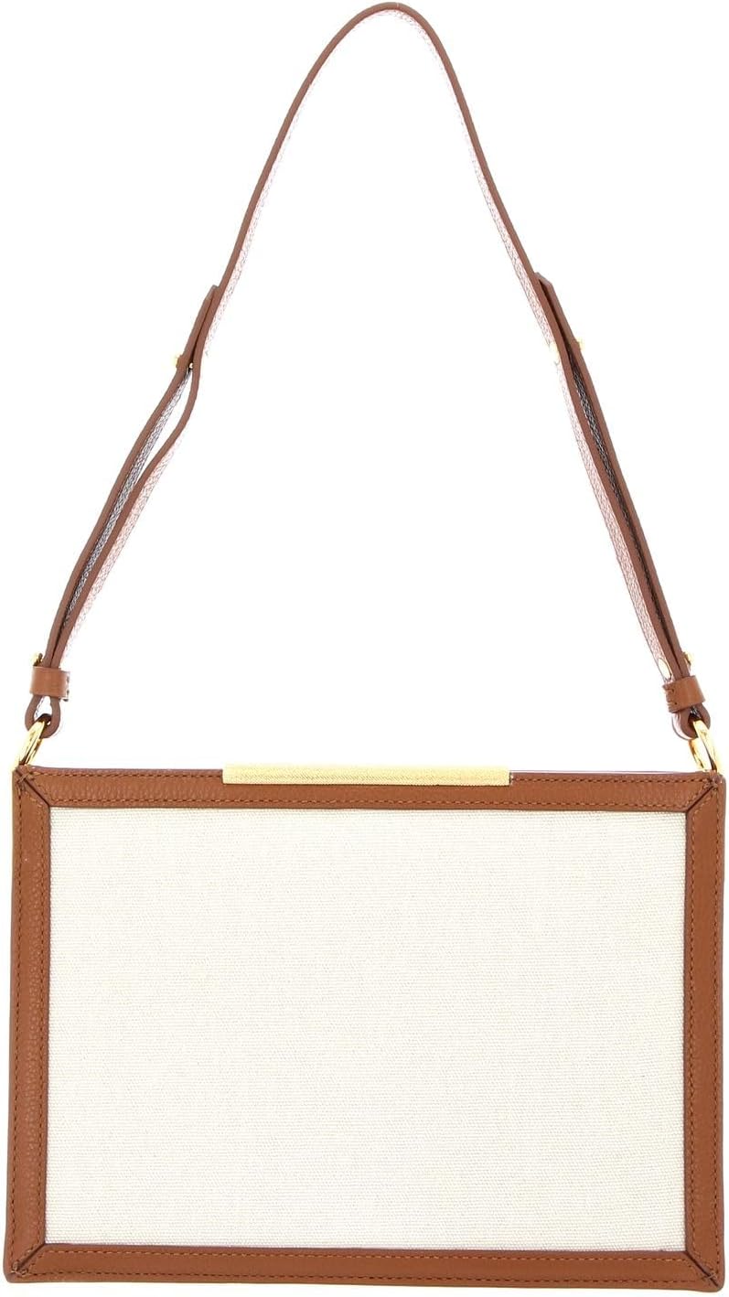 Coccinelle Delices Canvas Flat Shoulder Bag Natural/Caramel