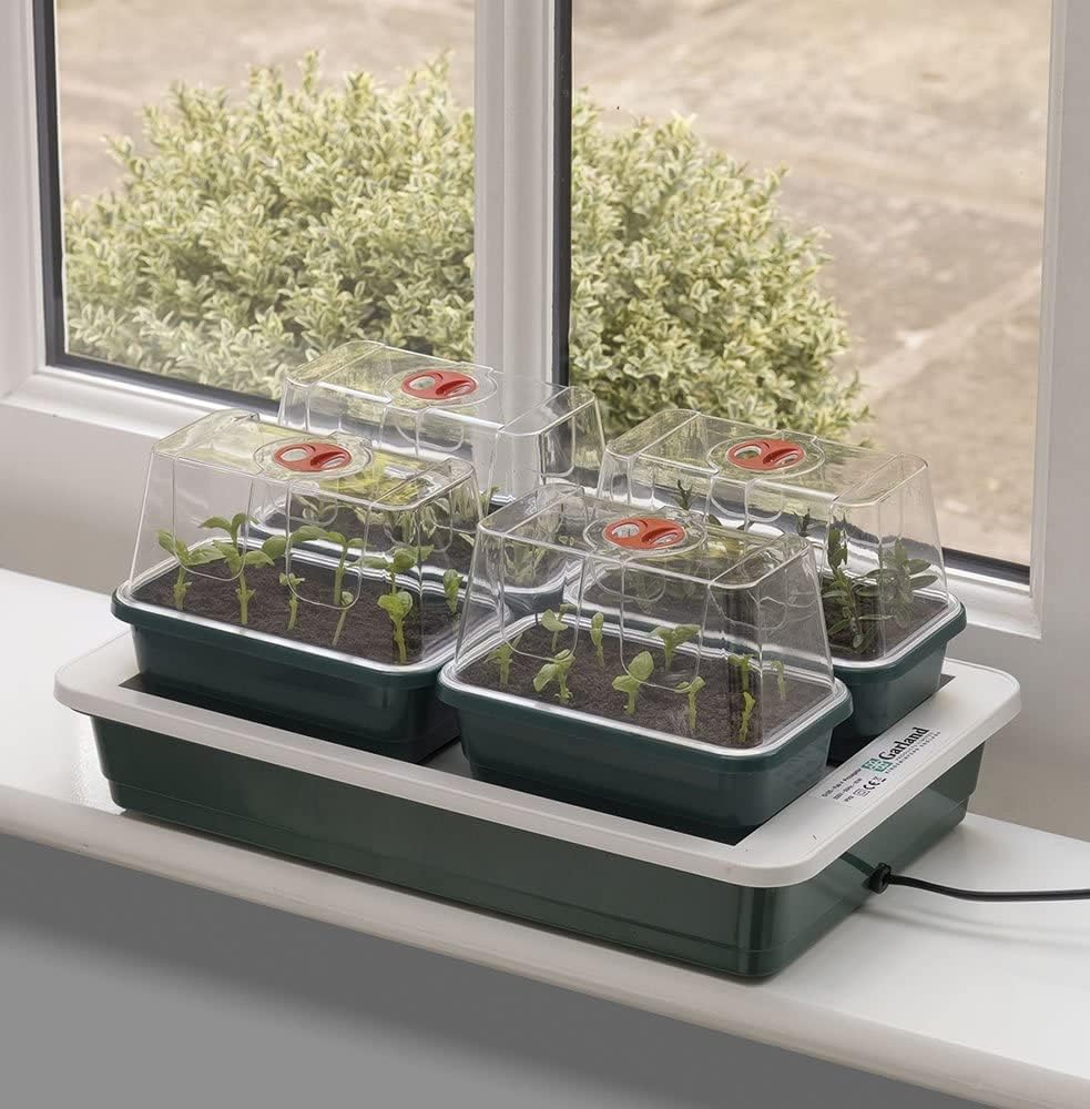 Garland Elektrisches Mini-Gewächshaus mit Heizung und Belüftung, Kunststoff, 4 Stück, 38,5 x 24 x 15