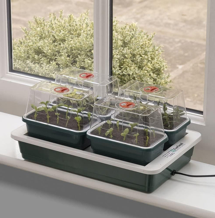 Garland Elektrisches Mini-Gewächshaus mit Heizung und Belüftung, Kunststoff, 4 Stück, 38,5 x 24 x 15