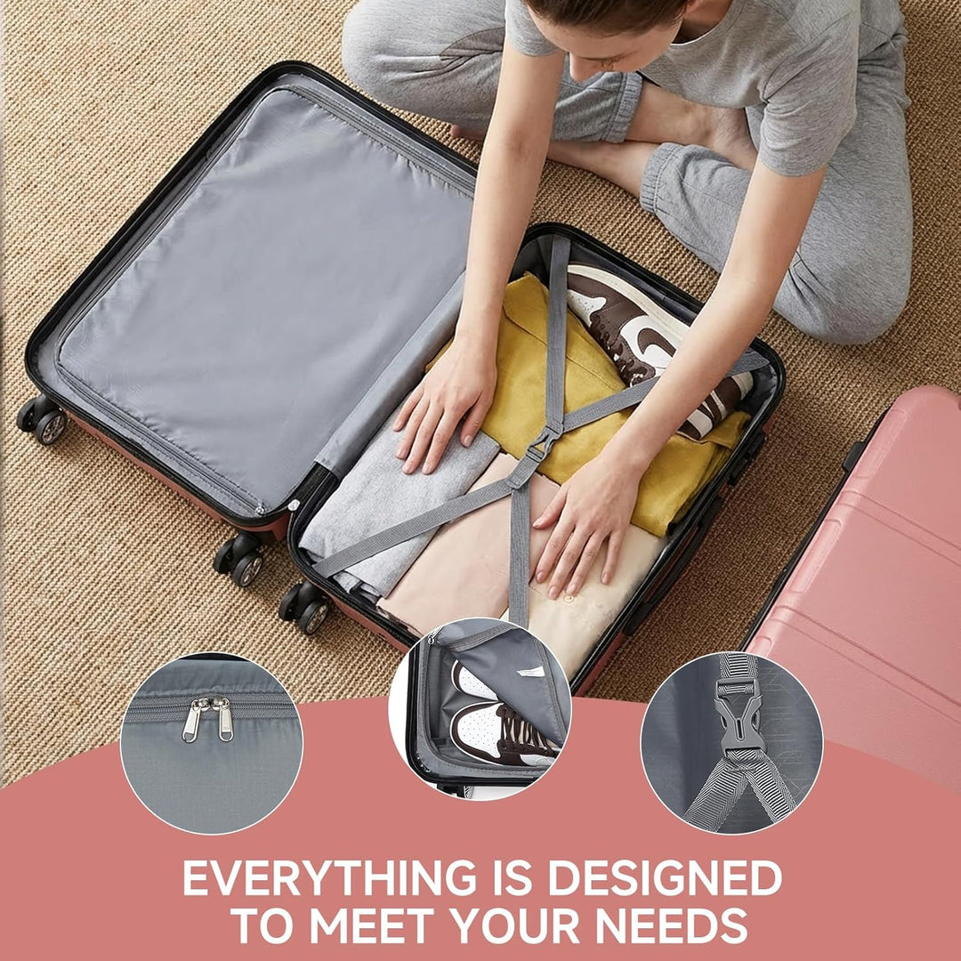 KONO Koffer & Trolleys Mittelgross 24 Zoll Leicht ABS+PC Hartschalenkoffer mit TSA-Schloss Reisekoff