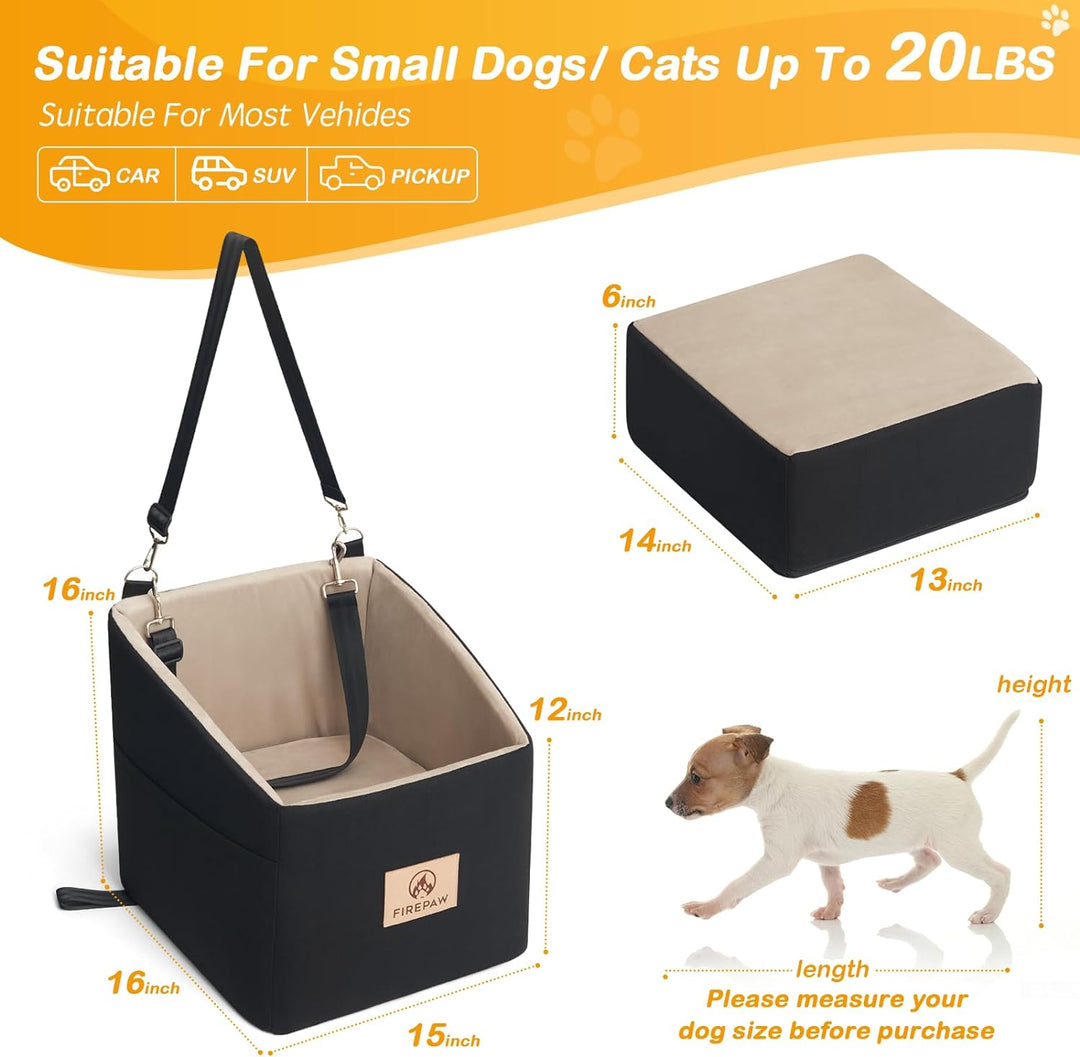 firepaw Car Dog Seat, Auto-Hundesitz für kleine Hunde, Booster Hundesitz mit waschbarem, abnehmbarem