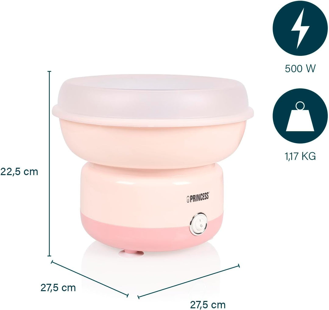 Princess Zuckerwattemaschine, 500W Leistung, BPA-frei, Kompaktes Design, Mit 10 Stäbchen & Messlöffe