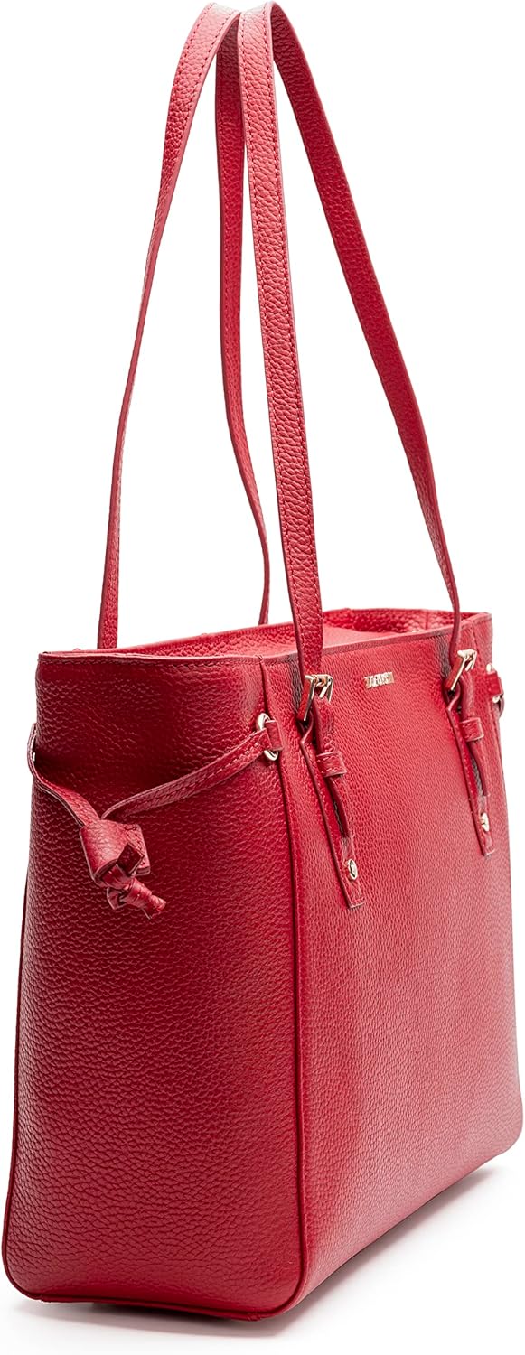Lazarotti Bologna Leder Shopper Tasche Damen | Tote Bag mit seitlichen Kordelzügen | XL Schultertasc