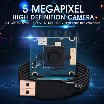 ELP Webcam 5MP 60 Grad Objektiv USB Kamera Modul für Windows Android Linux USB500W04AF-L60 Fixed Obj