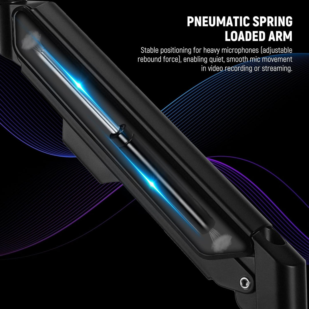 NEEWER Low Profile Mikrofonarm Tischhalterung, 360° schwenkbarer Galgenarm mit pneumatischer Dämpfun