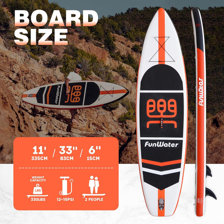 FunWater Aufblasbares Stand Up Paddle Board Surfbrett SUP Komplettes Paddleboard Zubehör Verstellbar