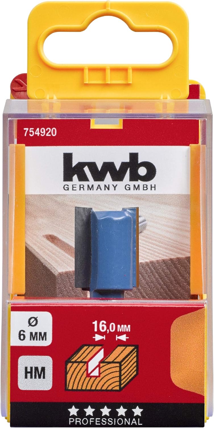 kwb HSS Nutfräser Ø 16 mm, hartmetallbestückt mit präzisem Spannschaft und optimierter Schneidengeom
