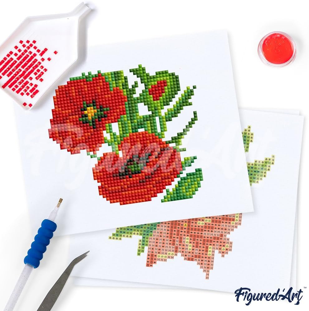 Figured'Art Mini Serie Diamond Painting Erwachsene - Blumen - Premium-Box mit 12 Stück 15x18 cm 5D B