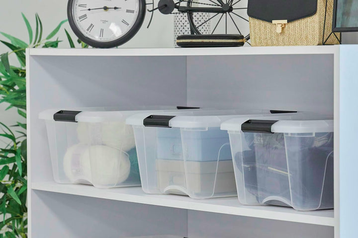 Iris Ohyama, Aufbewahrungsbox aus Kunststoff, 15 l Büro-Aufbewahrungsbox, 3er-Set, DDNTB-15, transpa