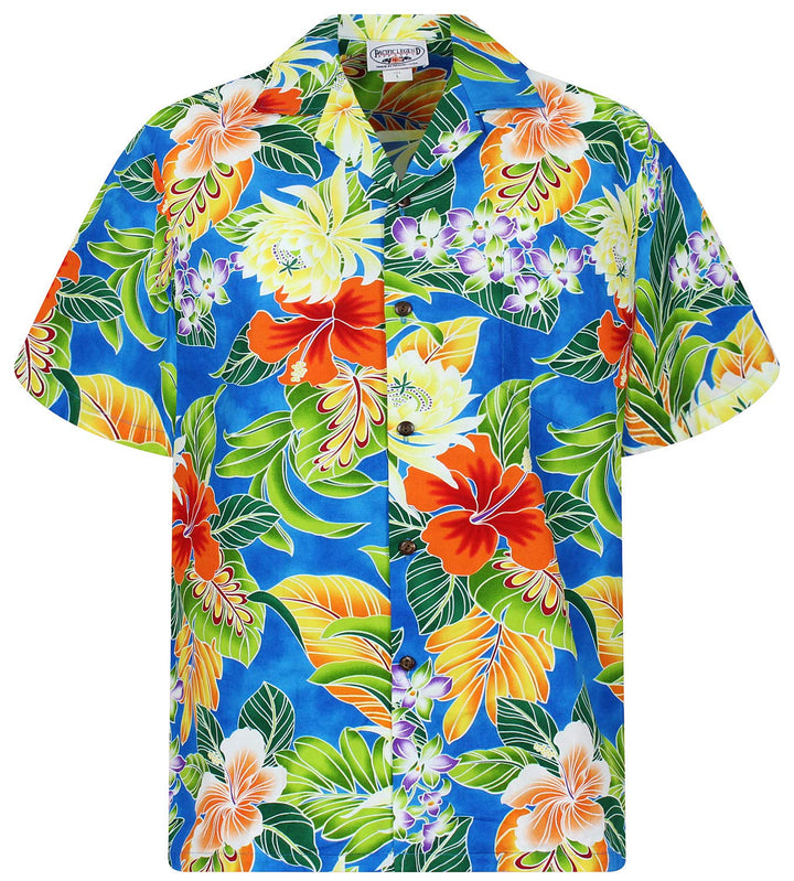 P.L.A. Pacific Legend Original Hawaiihemd, Kurzarm, New Flower, Türkis, 4XL