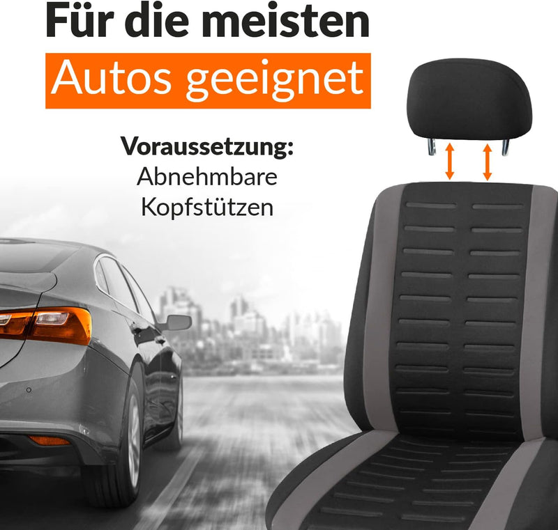 Upgrade4cars Autositzbezüge Set für die Vordersitze | Auto-Schonbezüge Universal in Grau Vordersitze