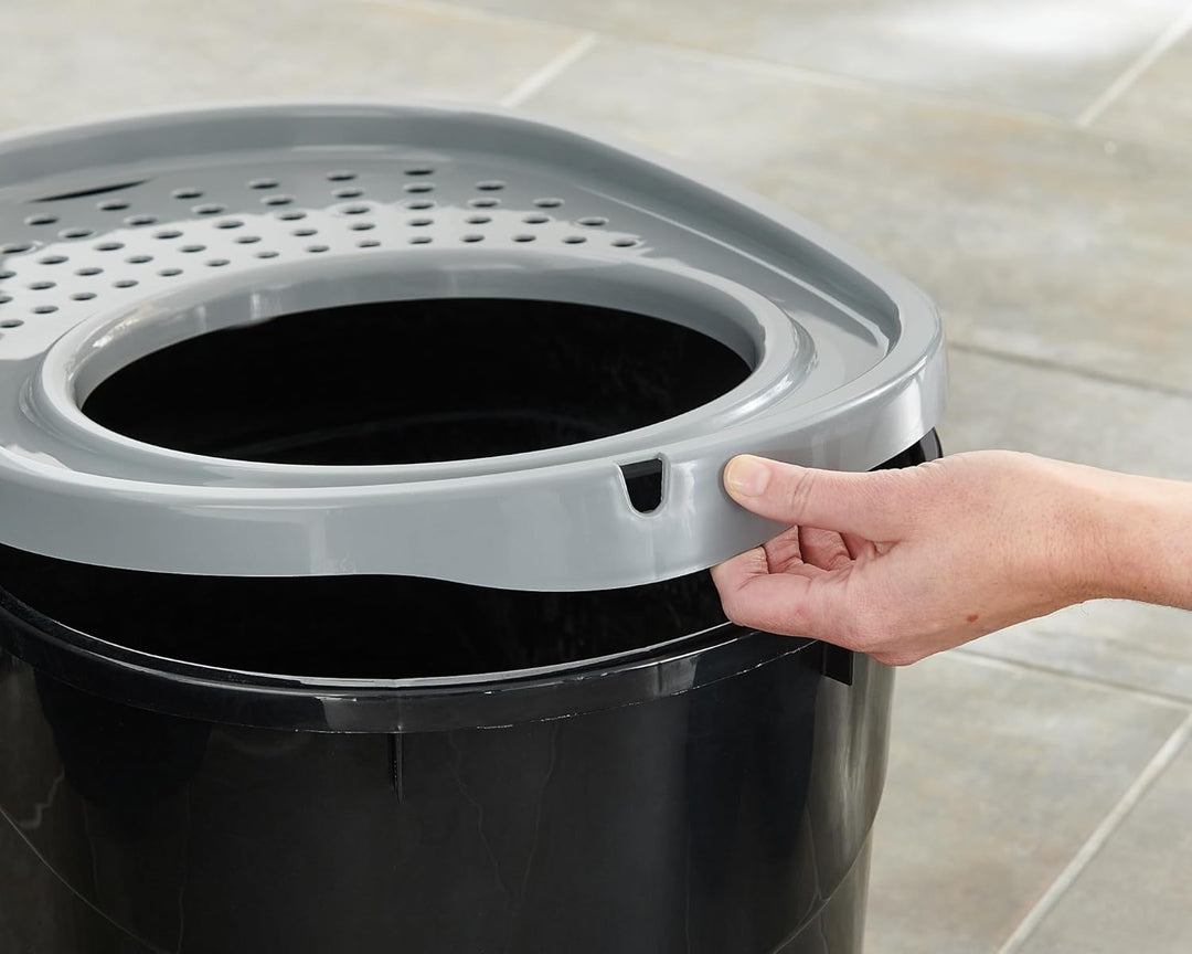 Iris Ohyama Katzenklo mit Schaufel, bis 7 kg, Schwarz/Grau, mit Deckel, Katzentoilette, leicht reini