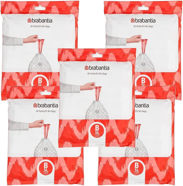 Brabantia Müllbeutel PerfectFit Spenderpackung (Code B/5 Liter) 200 Müllbeutel 1 stück (3er Pack), 1