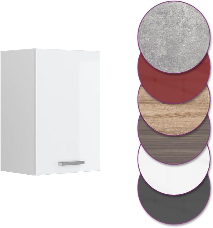 Vicco Hängeschrank R-Line, Weiss Hochglanz/Weiss, 40 cm Weiss Hochglanz Hängeschrank 40cm, Weiss Hoc