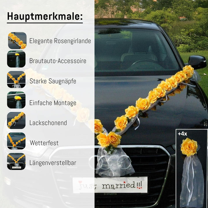 Rosen Girlande Braut Paar Rose Deko Dekoration Autoschmuck Hochzeit Car Auto Wedding ®Auto-schmuck D