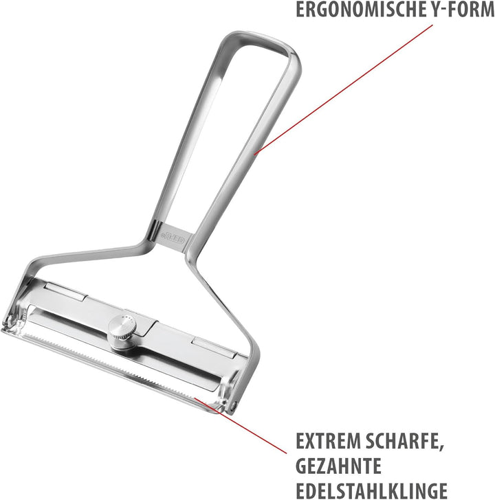 GEFU Gemüseblattschneider Y-PRO – 0–4 mm, gezahnte Edelstahlklinge, Y-Form, Gemüseschneider mit Abst