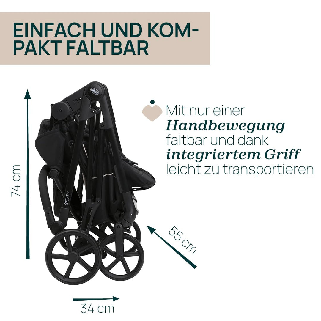 Chicco Kinderwagen Seety, Leicht und kompakt, von 0 Monaten bis 4 Jahren, bis 22 kg, faltbar, verste