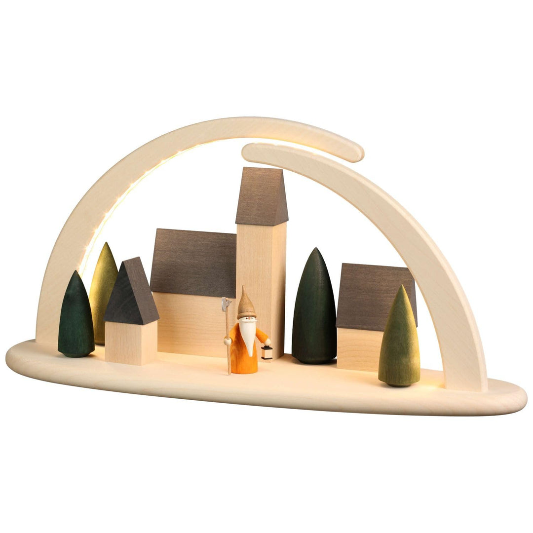 Seiffener Volkskunst | LED Lichterbogen Schwibbogen 42x21cm | Original Erzgebirgische Volkskunst | 1