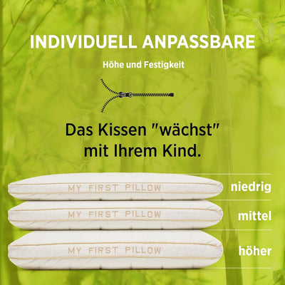 VITAPUR Kopfkissen für Junge Kinder, 40 x 60 cm, 100% natürliche Baumwolle, weich, höhenverstellbar,