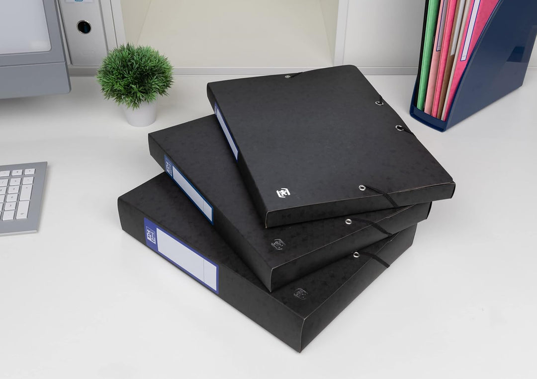 Oxford Sammelbox A4, aus Karton, 4 cm Rückenbreite, schwarz, 9 Stück 4 cm Rückenbreite Schwarz, 4 cm