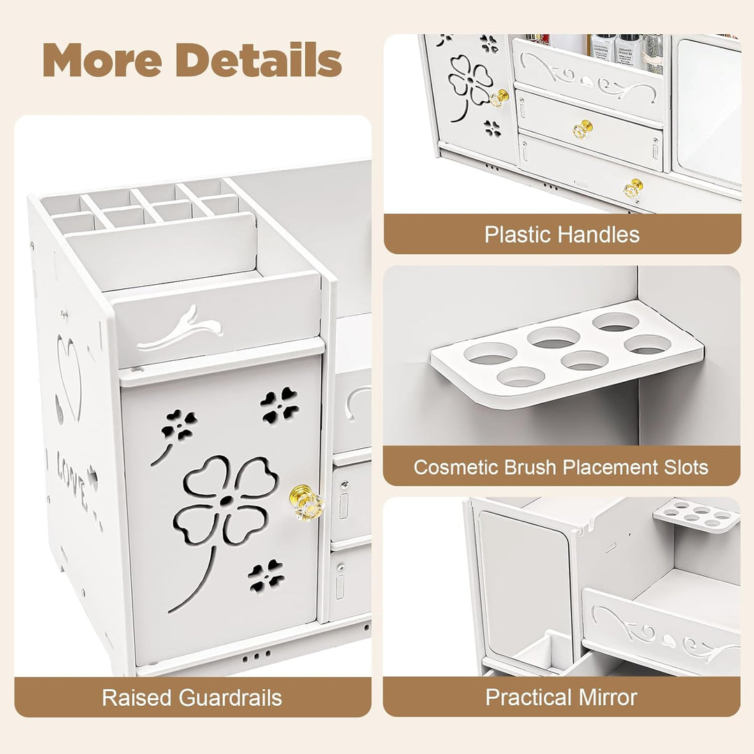 CHERIPOLI Make-up Storage Organiser Box Vanity Organizer mit 2 Schubladen, Multifunktionaler Make-up
