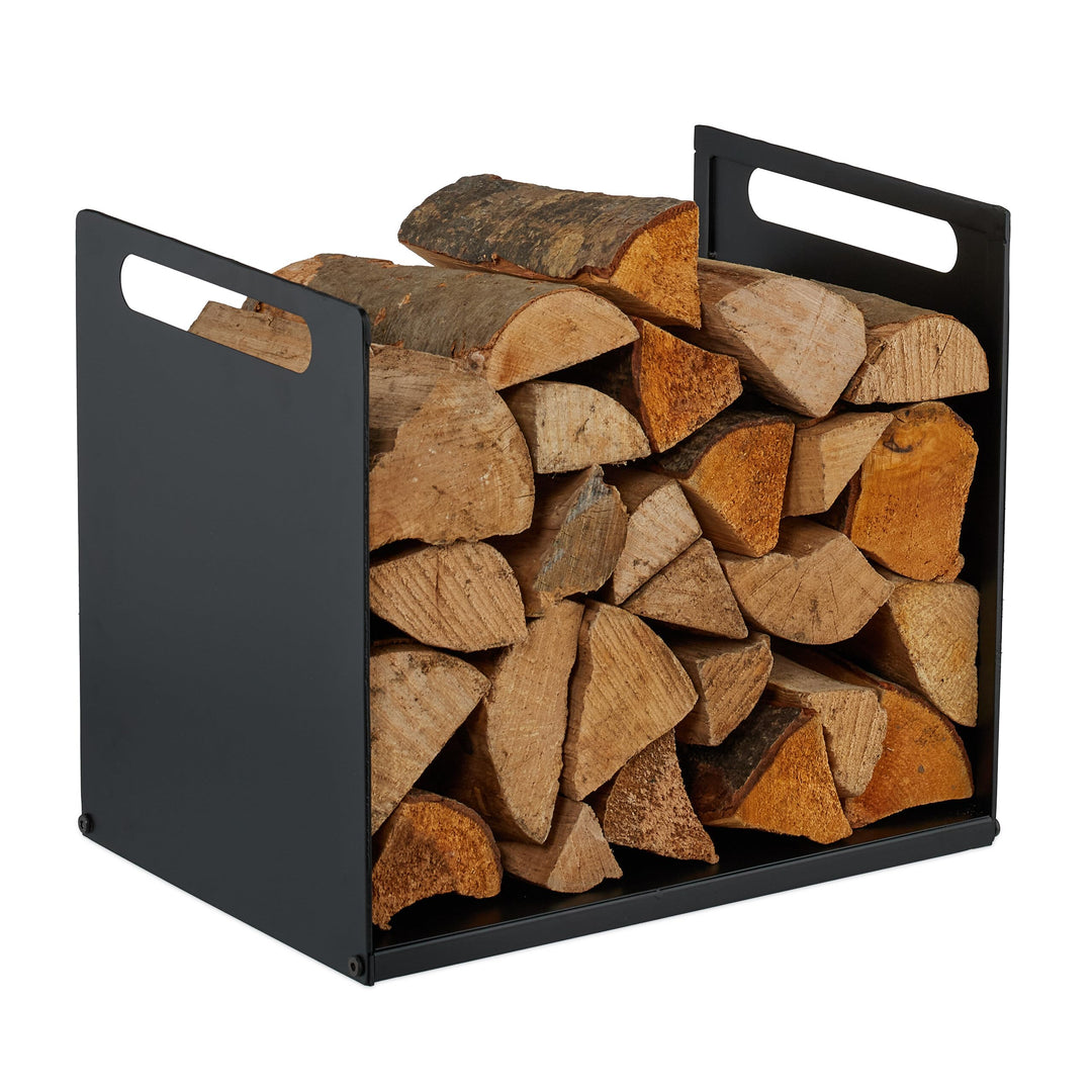 Relaxdays Kaminholzregal, Metall, modern, HBT: 35x40x30 cm, Brennholzregal Feuerholz, Stapelholz & B