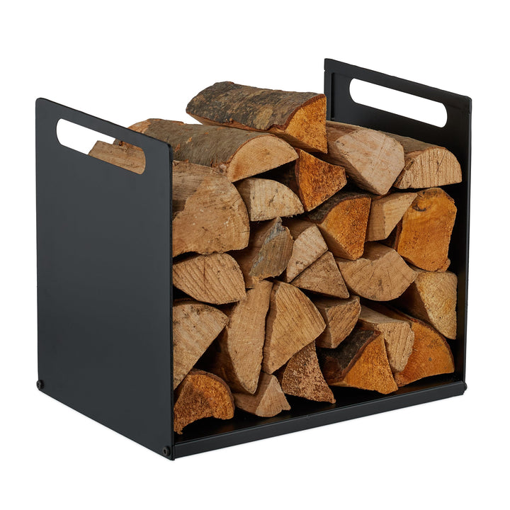 Relaxdays Kaminholzregal, Metall, modern, HBT: 35x40x30 cm, Brennholzregal Feuerholz, Stapelholz & B