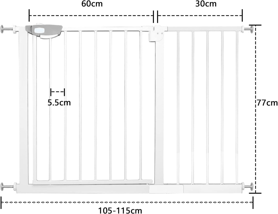 Froadp Türschutzgitter Baby Treppengitter Kindergitter ohne Bohren 105-115cm Türgitter Treppen Beids