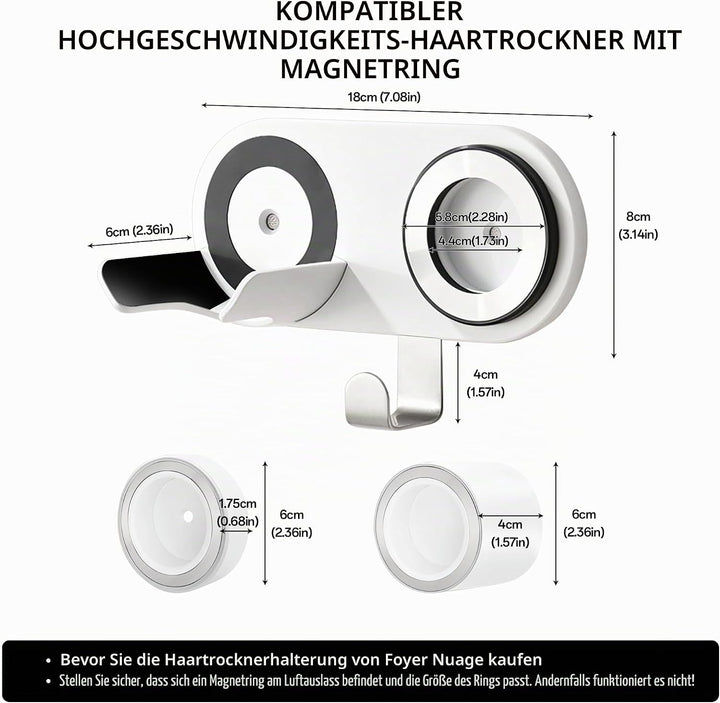Haartrocknerhalter für Dyson Supersonic, Wandmontage, Halterung aus Aluminiumlegierung mit Steckerka