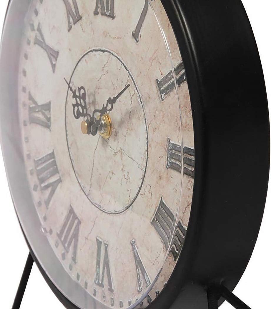Vintage Schwarz Tischuhr Lautlos Nicht tickend 9 Zoll Analog Metall Schreibtischuhr Klassische Retro