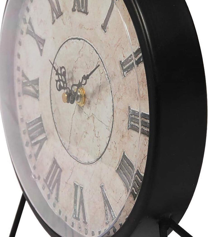 Vintage Schwarz Tischuhr Lautlos Nicht tickend 9 Zoll Analog Metall Schreibtischuhr Klassische Retro