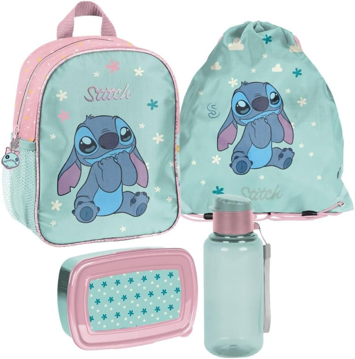 Mädchen Rucksack Set 4tlg. mit Turnbeutel, Brotdose und Trinkflasche für den Kindergarten - Kinder R