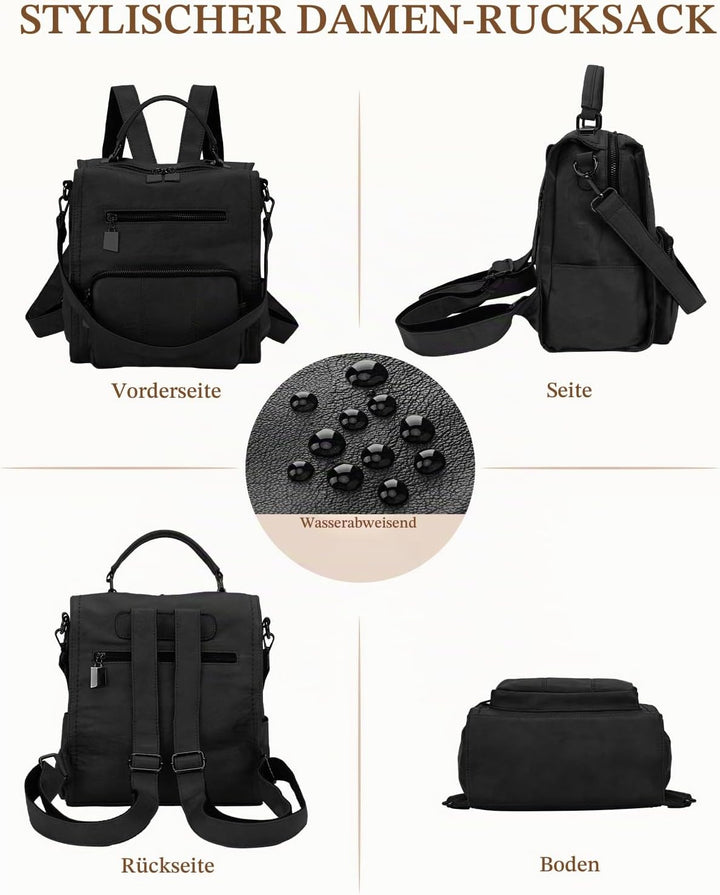 RAVUO Damen Rucksack,PU Leder Rucksack Mode Rucksäcke Rucksackhandtaschen Schulrucksäcke Reise Daypa