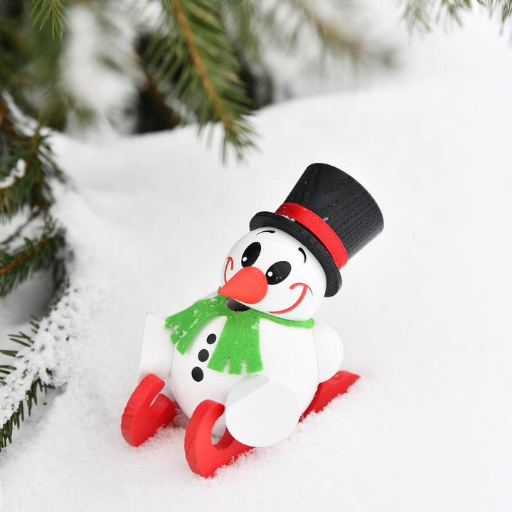 Seiffener Volkskunst | Deko Räuchermännchen | Cool-Man Räuchermann 10 cm | Schneemann | Original Erz