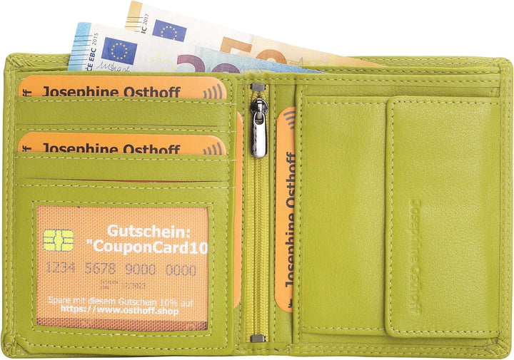 Josephine Osthoff MOOS Geldbörse echt Leder mit RFID Schutz, Farbe:Limone, Limone