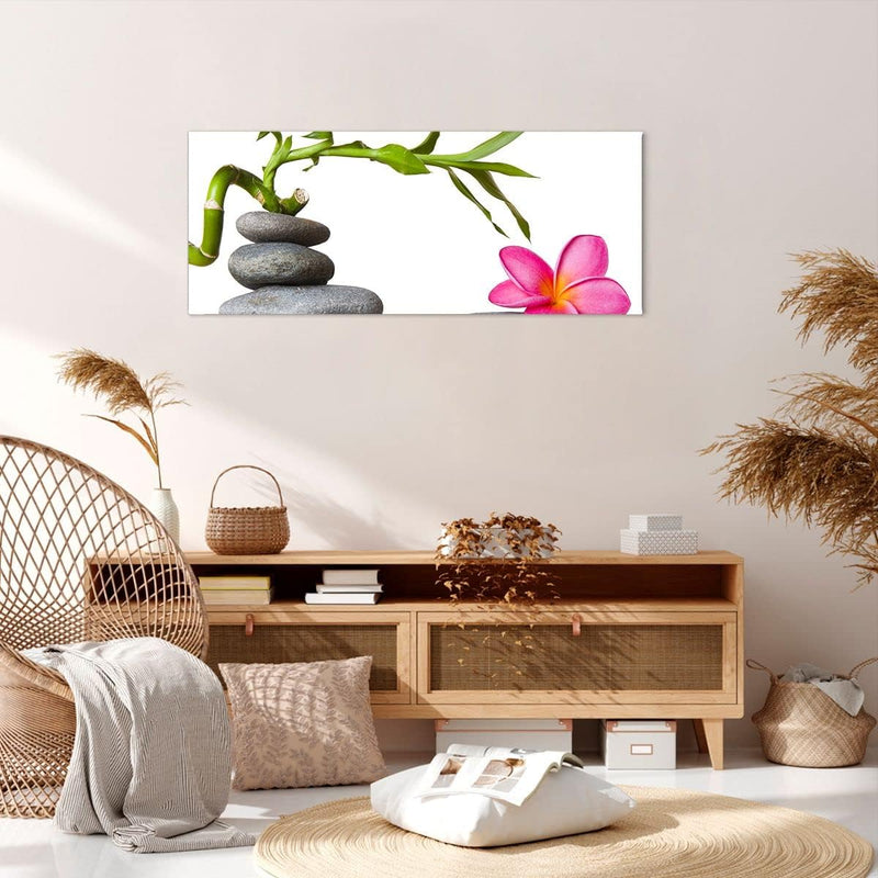 Wandbilder Dekoration Wohnzimmer Ruhig blume dekoration stein Panorama Bilder auf Leinwand 120x50cm