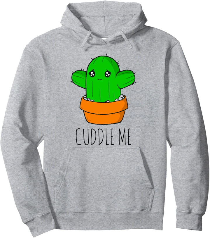 Lustiger süsser Kaktusspruch "cuddle me hug me humor" Pullover Hoodie