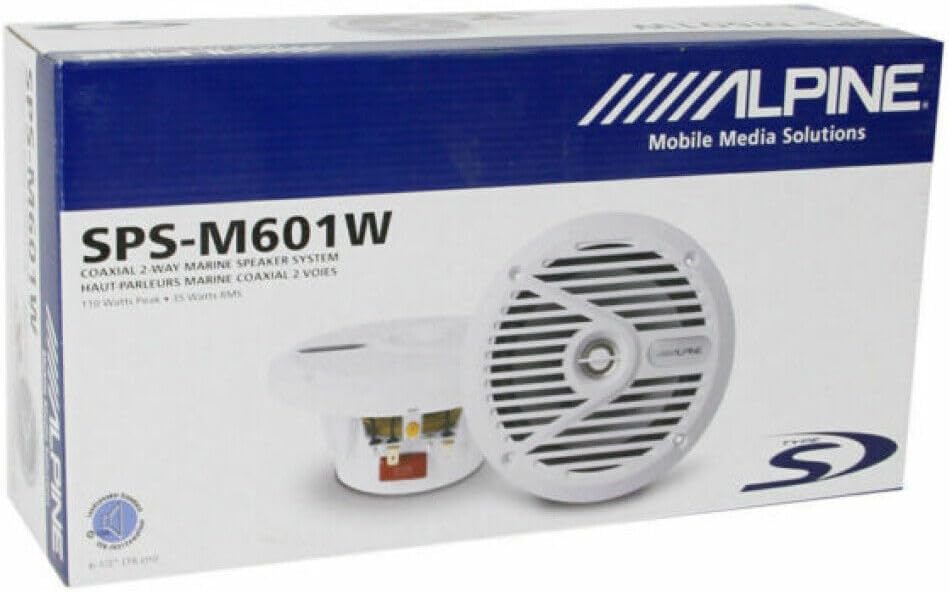 KIT SET FÜR ALPINE SPS-M601W 2 weiss 2-Wege Koaxial Marine Lautsprecher 16,5 cm 165 mm 6.5" wasserdi