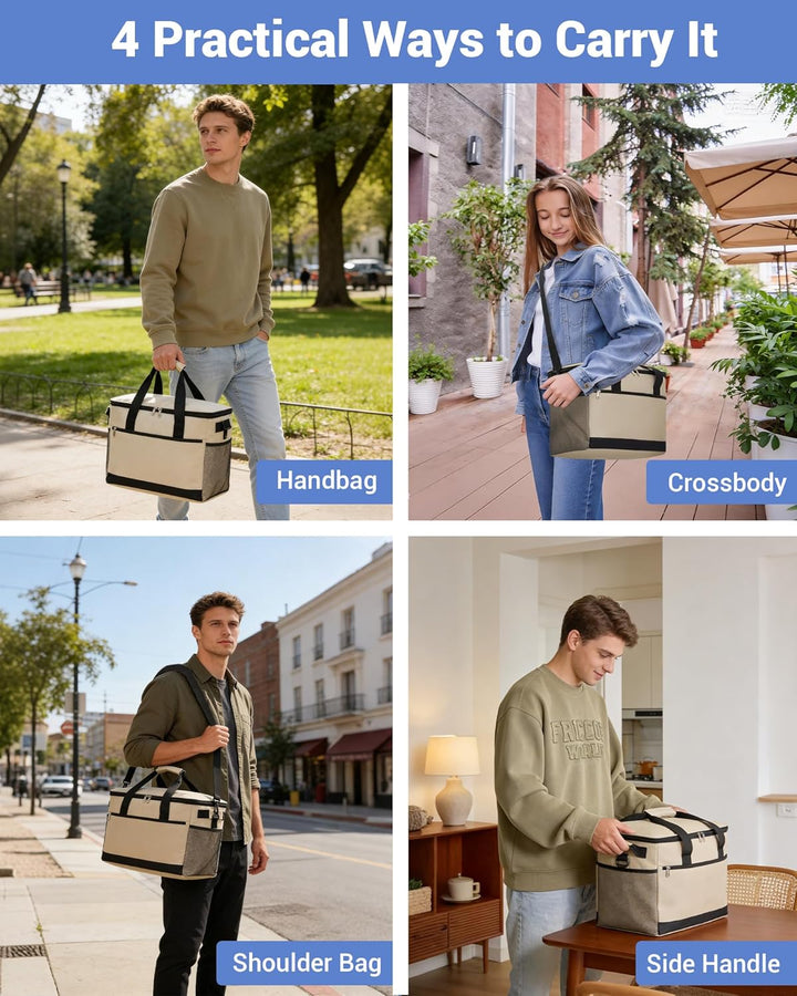 KONO Kühltasche 30L, Grosse Isolierte Lunchtasche Faltbar, Tragbare Thermotasche mit Verstellbarem S