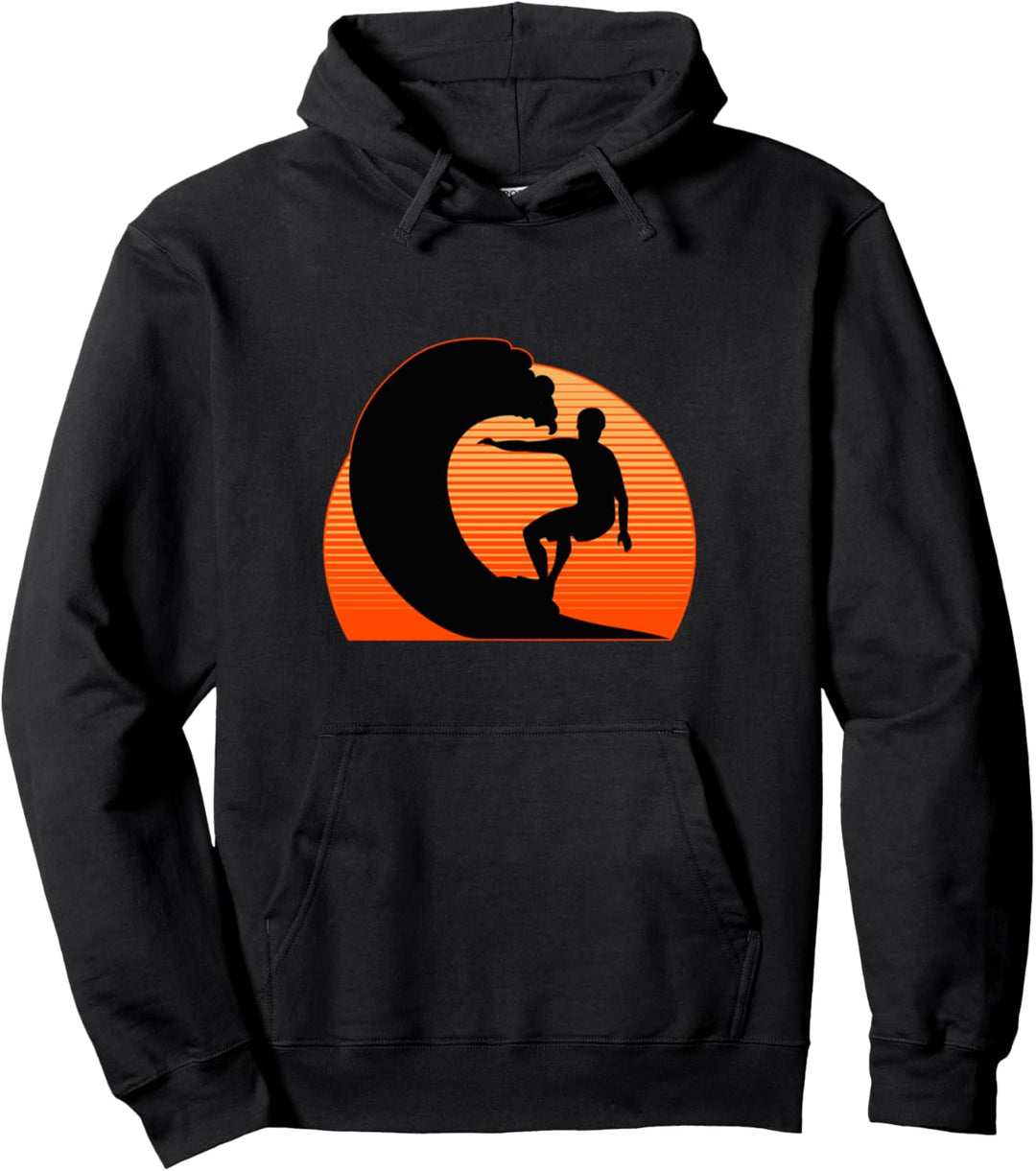 Surfer Geschenk Vintage Sonnenuntergang Welle Retro Surfing Pullover Hoodie