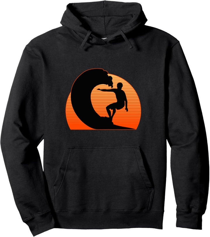Surfer Geschenk Vintage Sonnenuntergang Welle Retro Surfing Pullover Hoodie