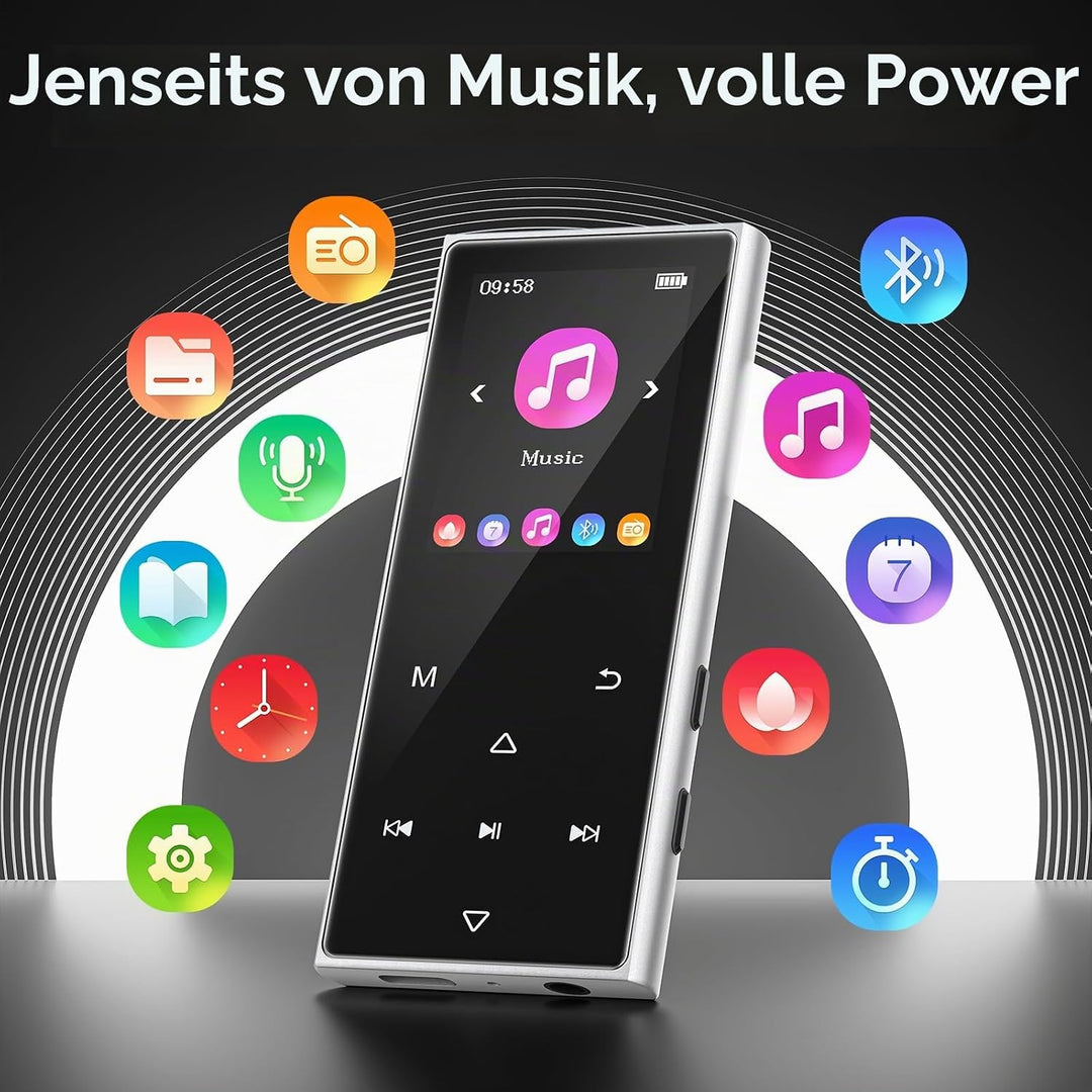 MP3 Player Bluetooth 5.3, MP3 Player Kinder mit 128GB Karte, Lautsprecher | 512GB erweiterbar, Hi-Fi